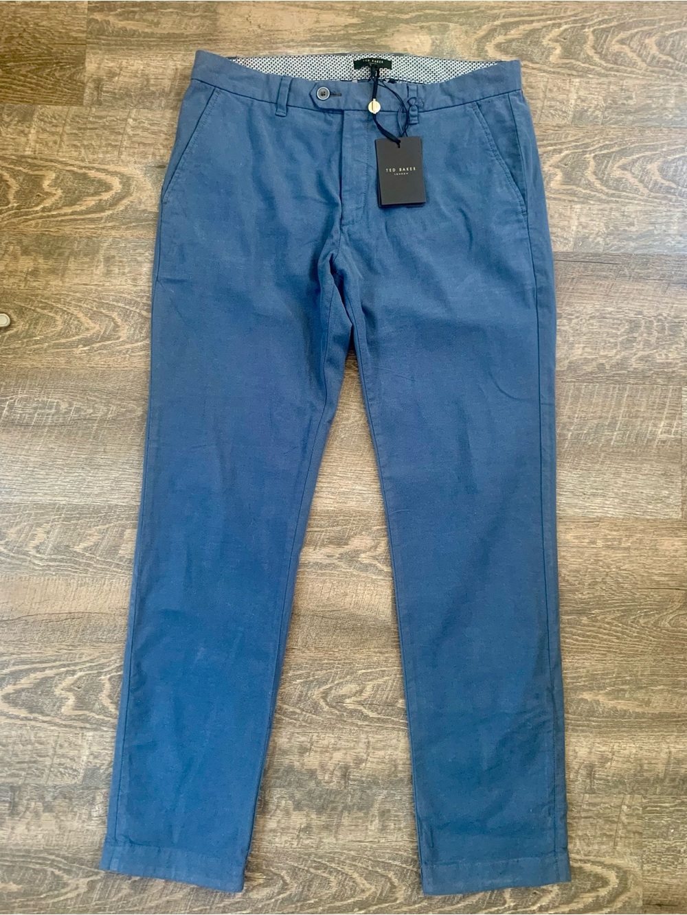 Ted Baker Blue Slim Chinos Flat Front